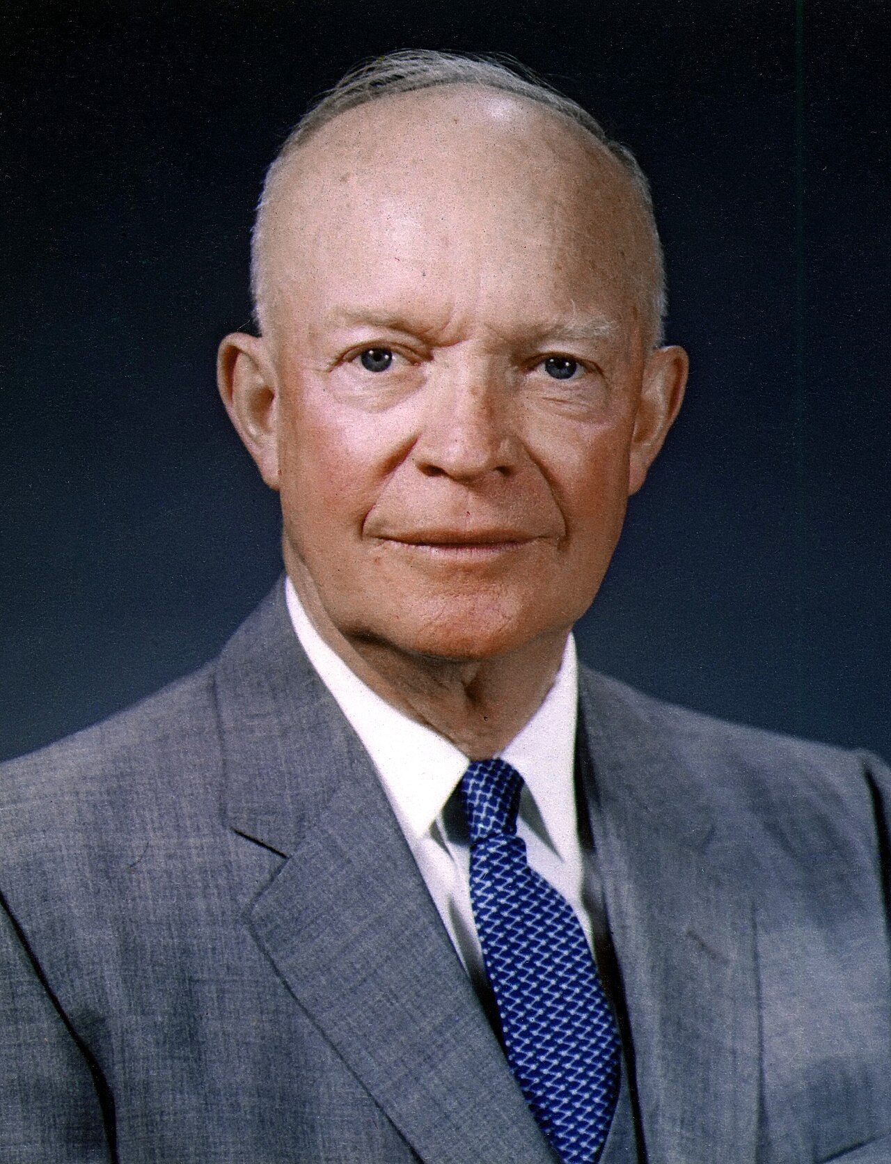 President Dwight D. Eisenhower — Supreme Allied Commander in World War II, five-star general, two-term Republican president. His farewell address on January 17, 1961 warned: